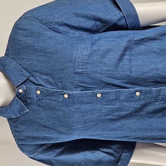 NWT Old Navy 100% Cotton Denim Blue Button Down Short Sleeve Shirt Dress - Picture 6 of 16